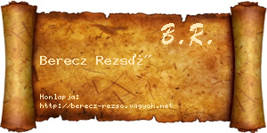 Berecz Rezső névjegykártya